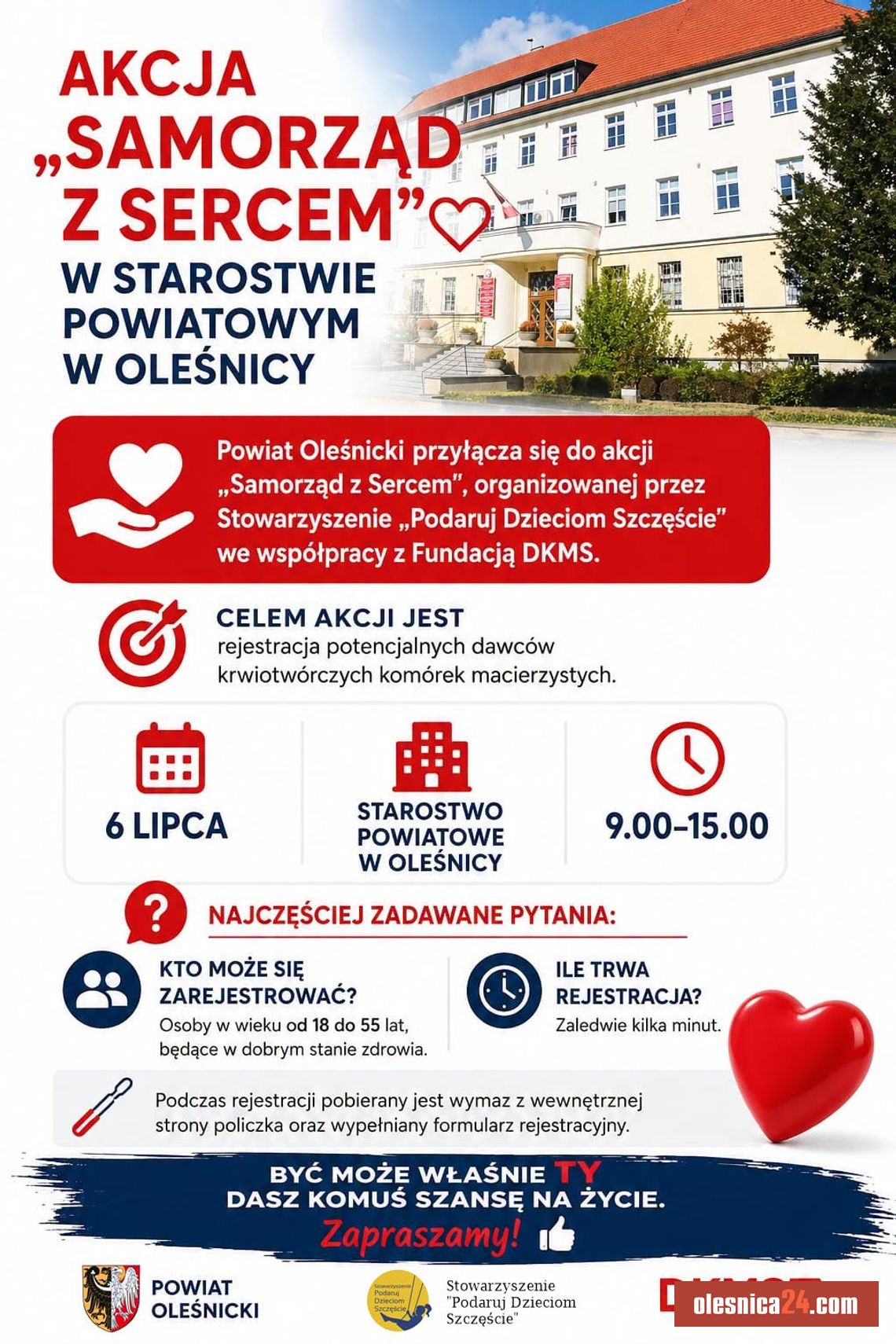 Kilka minut, które mogą uratować komuś życie. W Oleśnicy rusza wielka akcja rejestracji dawców szpiku Kilka minut, które mogą uratować komuś życie. W Oleśnicy rusza wielka akcja rejestracji dawców szpiku