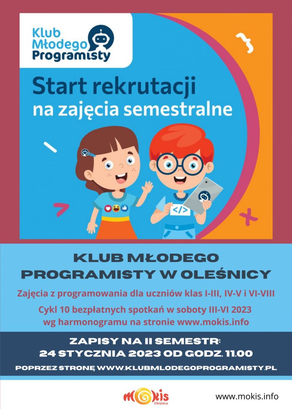 Klub Młodego Programisty - zapisy na II semestr zajęć