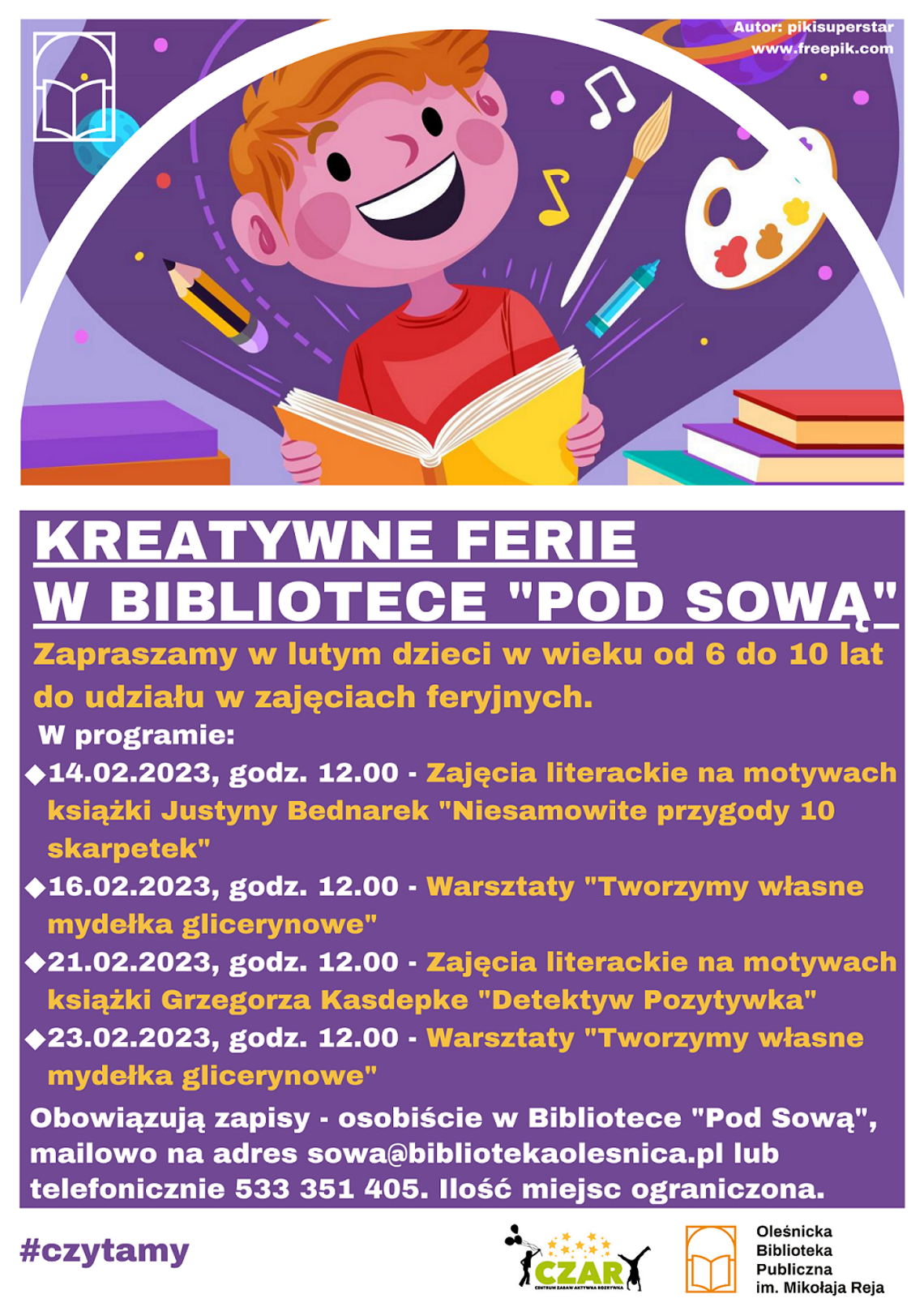 Kreatywne ferie w Bibliotece dla Dzieci i Młodzieży "Pod Sową" - ruszają zapisy