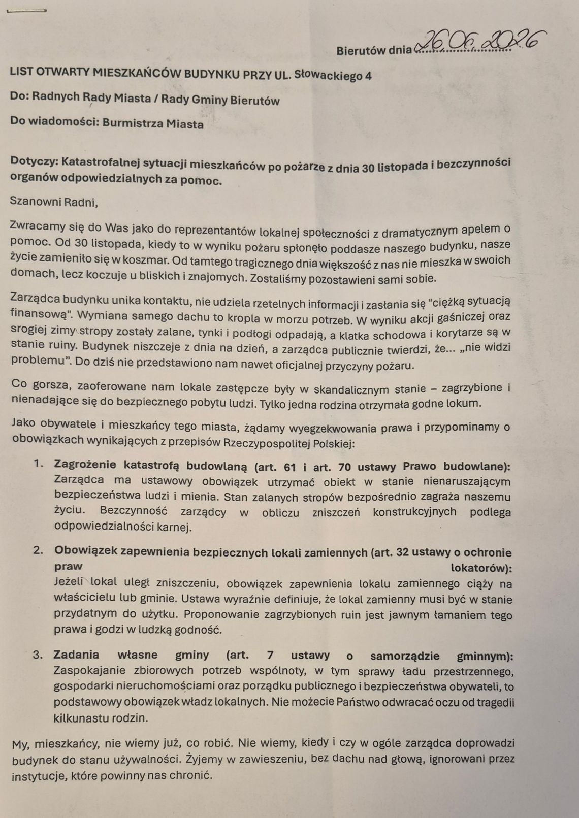 Mieszkańcy piszą o katastrofalnej sytuacji Mieszkańcy piszą o katastrofalnej sytuacji