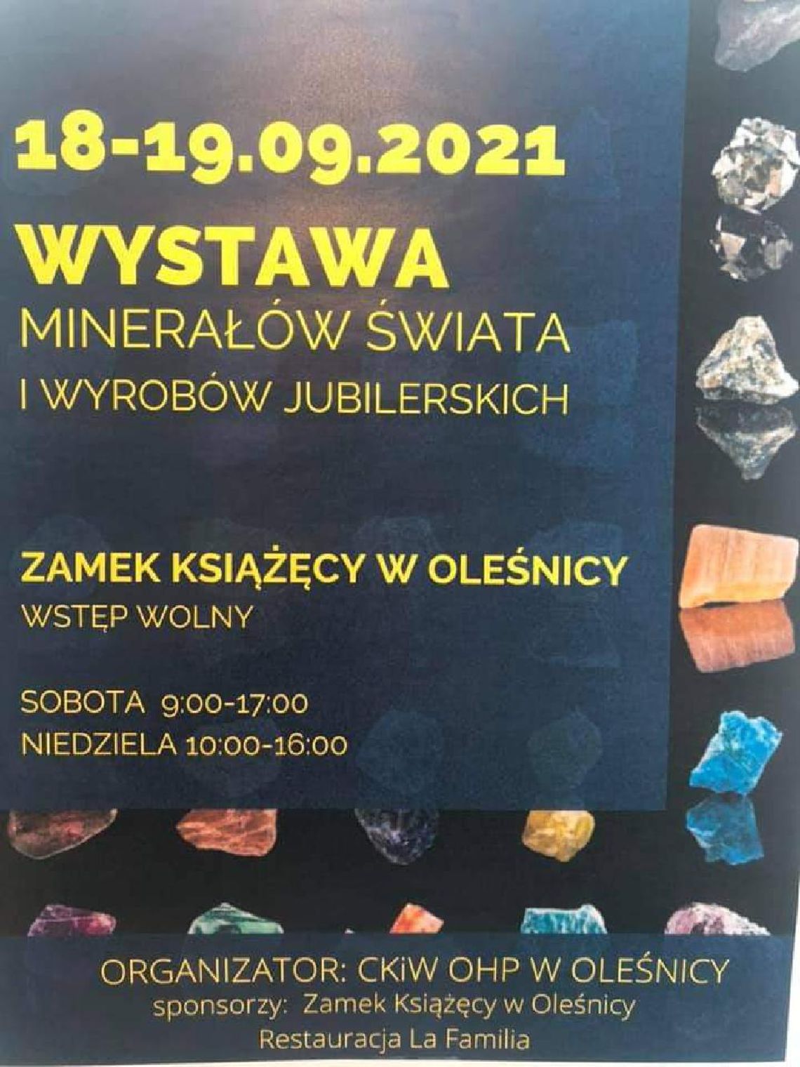 Minerały świata i wyroby jubilerskie na wystawie w Oleśnicy