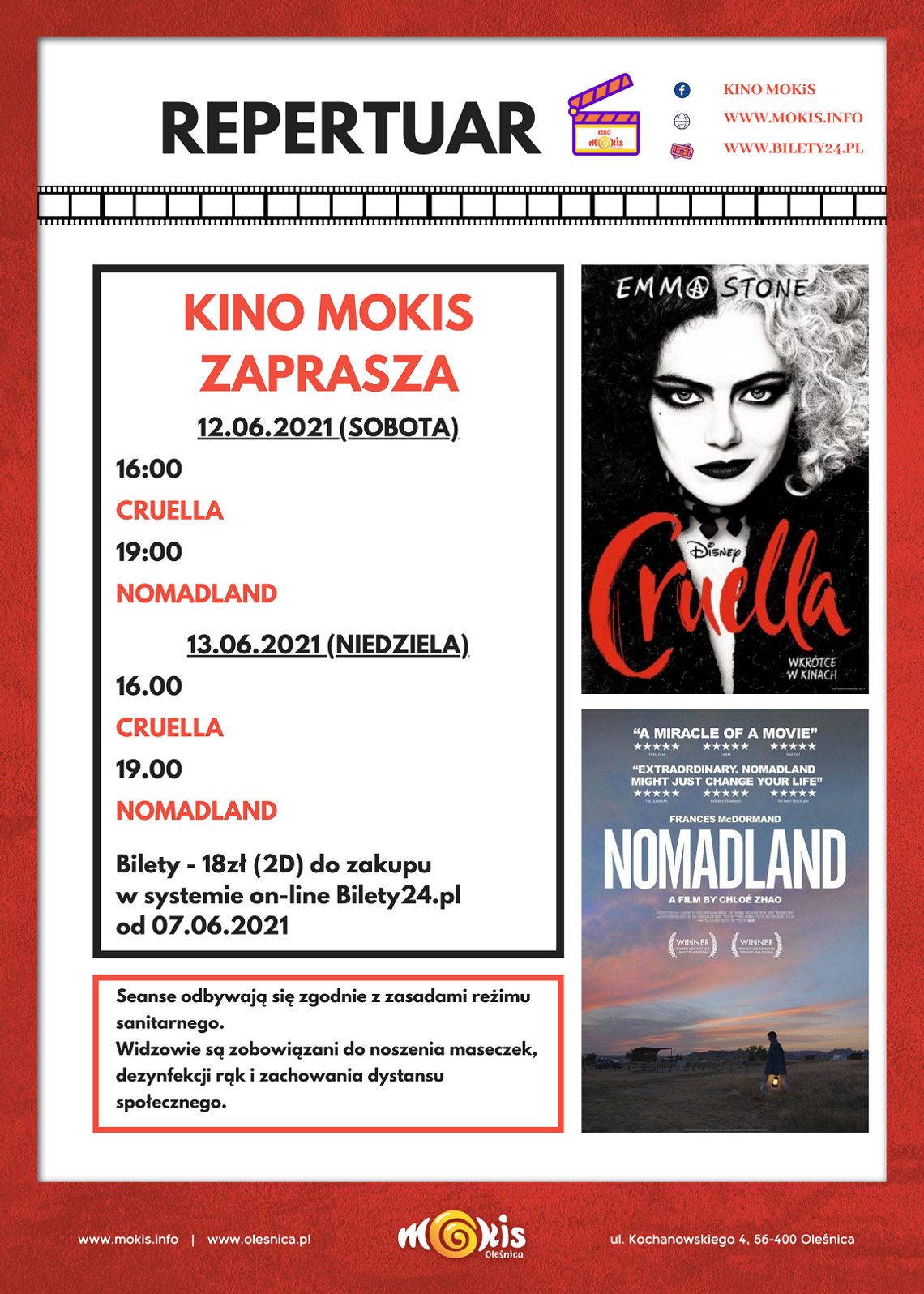 MOKiS zaprasza na weekend do kina na “Cruellę” I “Nomadland”
