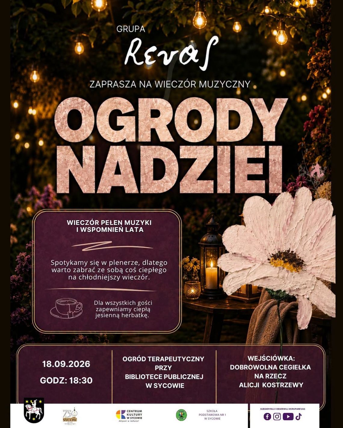 Muzyczna magia w Ogrodach Nadziei. Grupa Revas zagra dla Alicji podczas 750-lecia Sycowa!