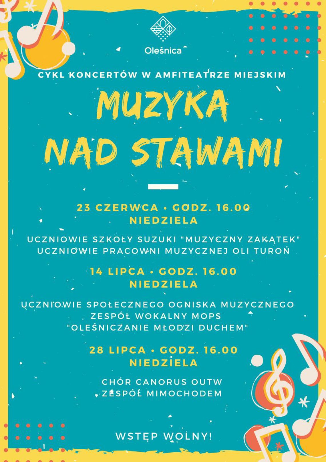 „Muzyka nad Stawami” w Oleśnicy – cykl wakacyjnych koncertów 