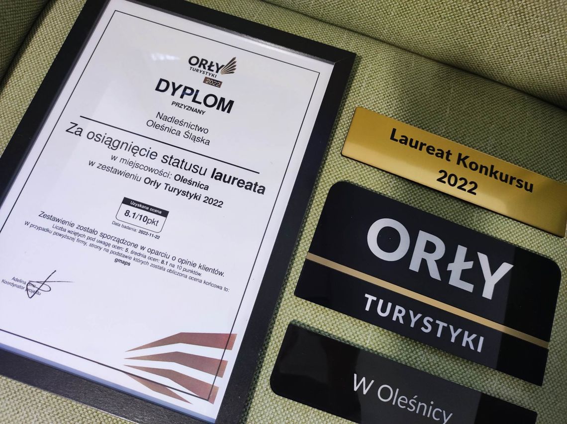 Nadleśnictwo Oleśnica laureatem plebiscytu Orły Turystyki