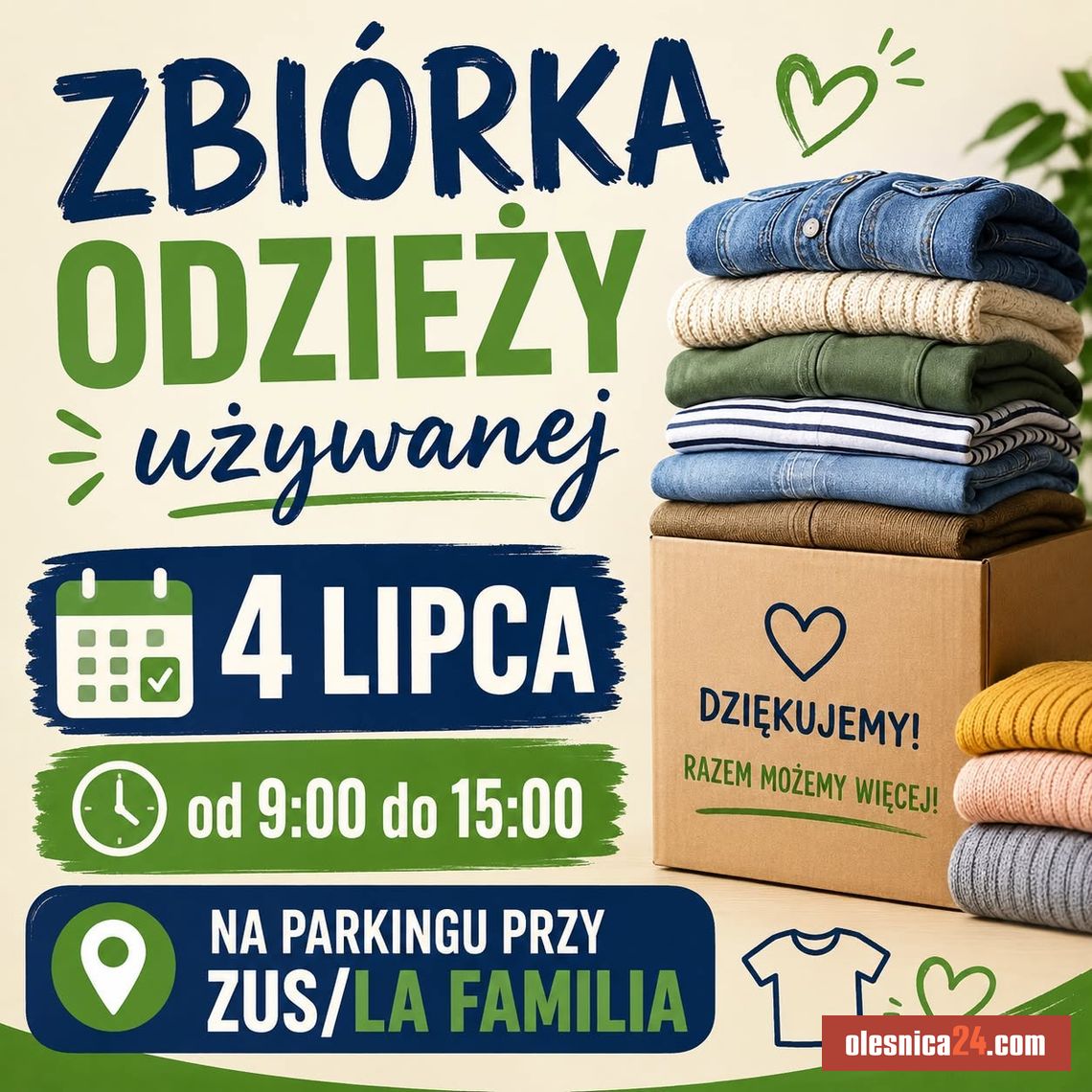 Nie wyrzucaj, pomóż! Wielka zbiórka odzieży w Oleśnicy. Dochód wesprze dzieci i młodzież Nie wyrzucaj, pomóż! Wielka zbiórka odzieży w Oleśnicy. Dochód wesprze dzieci i młodzież