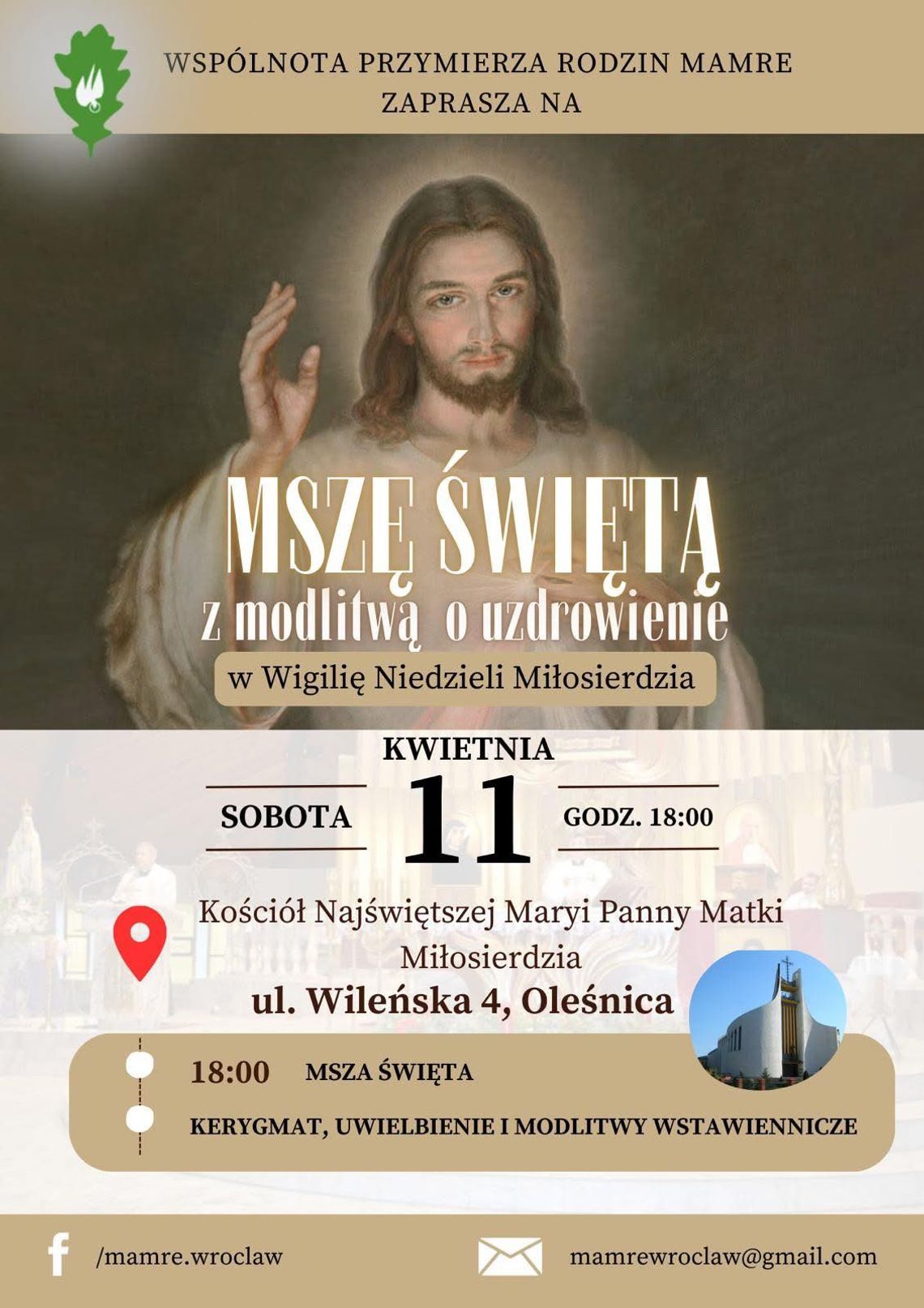 O uzdrowienie w Oleśnicy - modlitwa przed Niedzielą Miłosierdzia Bożego