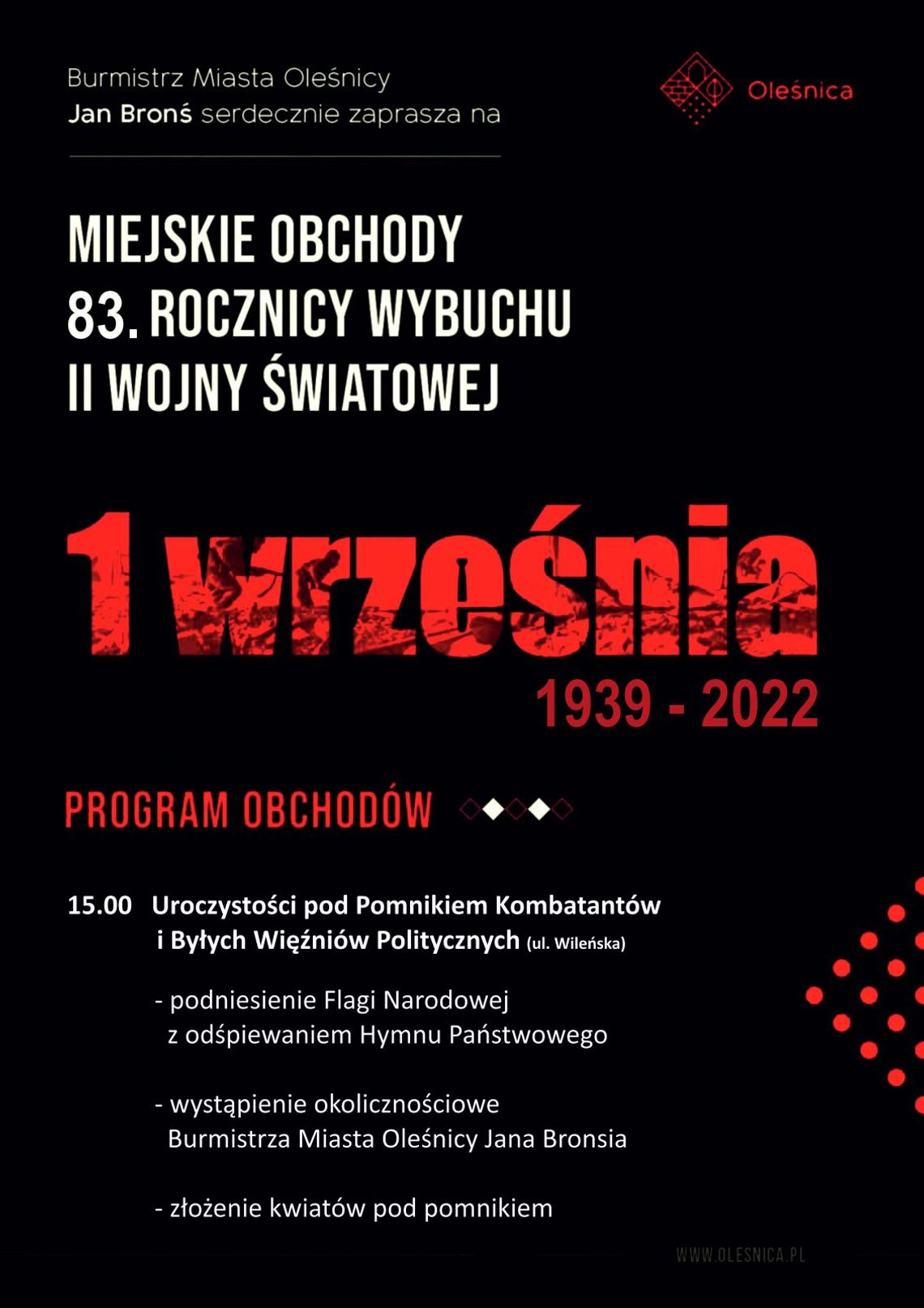 Obchody 83. rocznicy wybuchu II wojny światowej w Oleśnicy