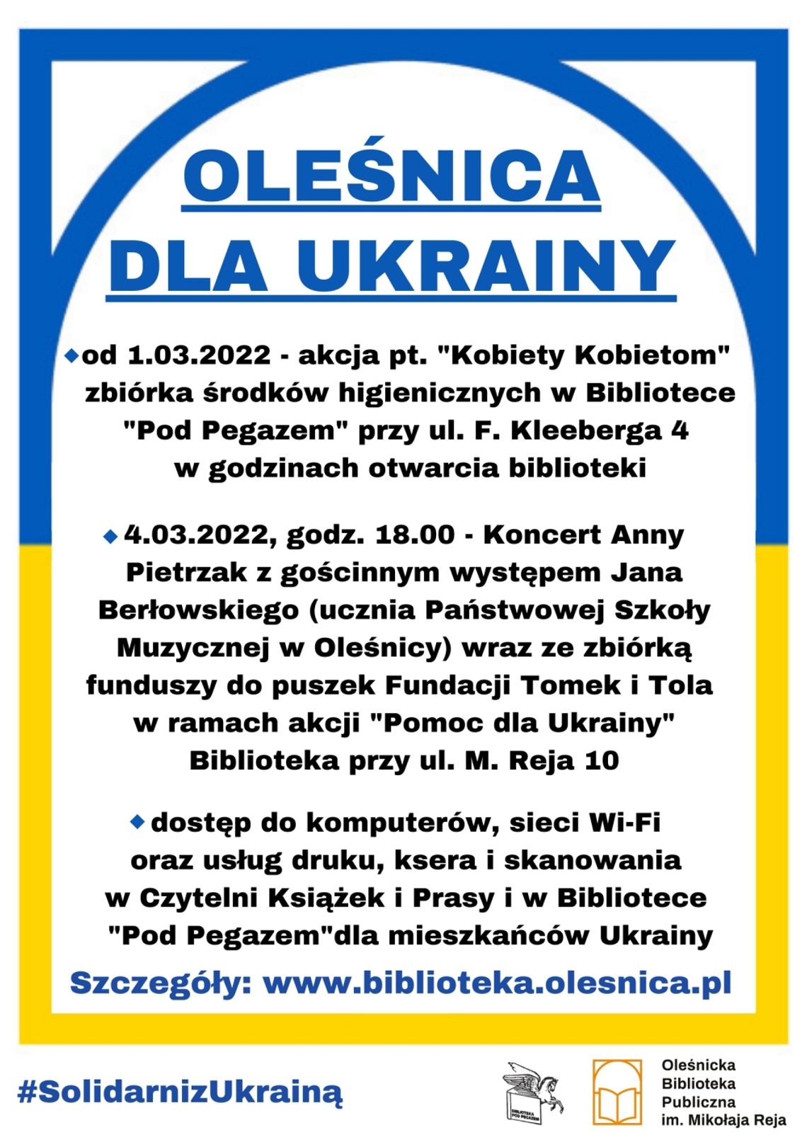 Oleśnica dla Ukrainy. Солідарні з Україною!