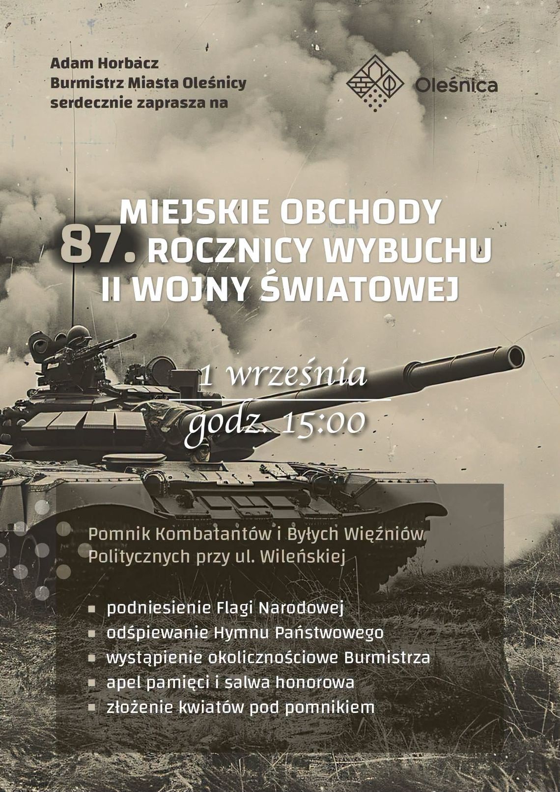 Oleśnica upamiętni wybuch II wojny światowej Oleśnica upamiętni wybuch II wojny światowej