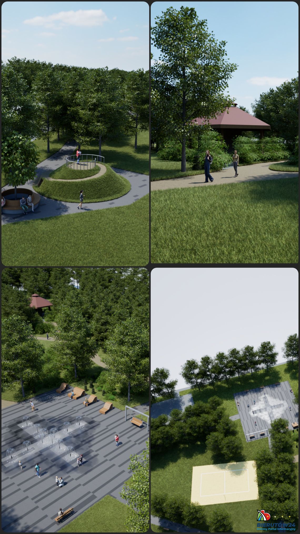 Park w Bierutowie nie do poznania! Nowe ścieżki, tężnia solankowa, fontanna i boisko Park w Bierutowie nie do poznania! Nowe ścieżki, tężnia solankowa, fontanna i boisko