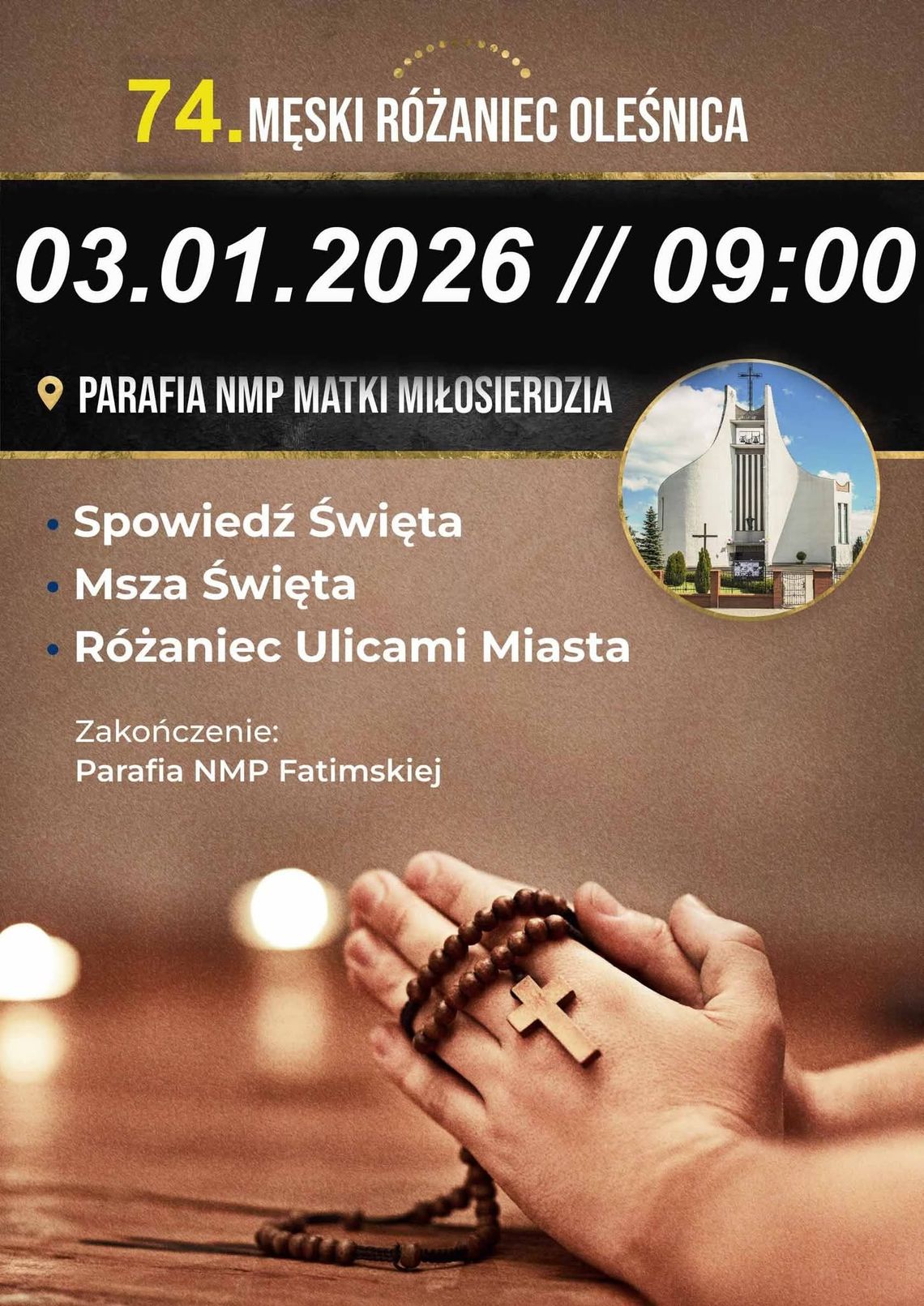 Pierwszy w 2026 roku Męski Różaniec ulicami Oleśnicy Pierwszy w 2026 roku Męski Różaniec ulicami Oleśnicy