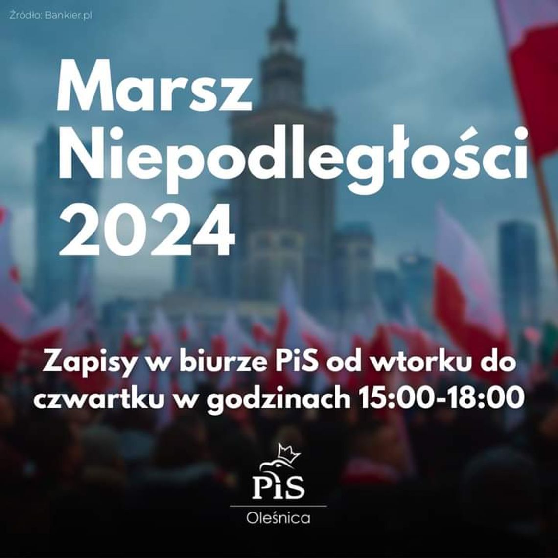 PiS zaprasza na Marsz Niepodległości