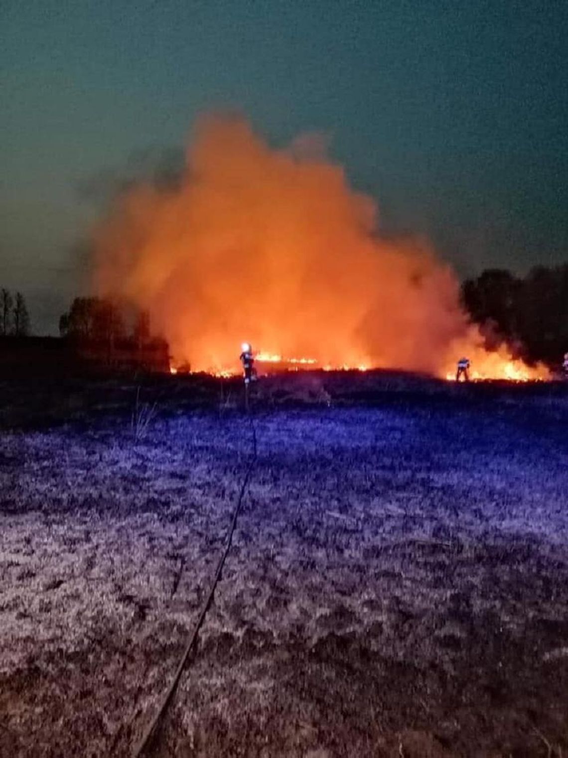 Płoną nieużytki, poparzony mieszkaniec Cieśli