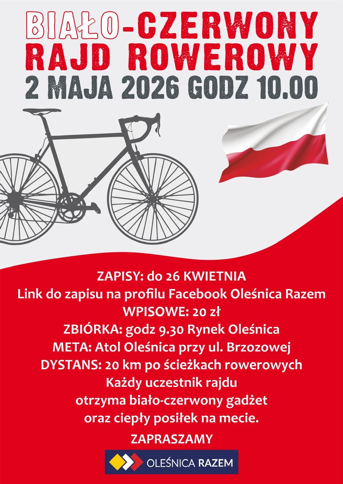 Pojedziemy razem, Oleśnico? – Biało-Czerwony Rajd Rowerowy już 2 maja