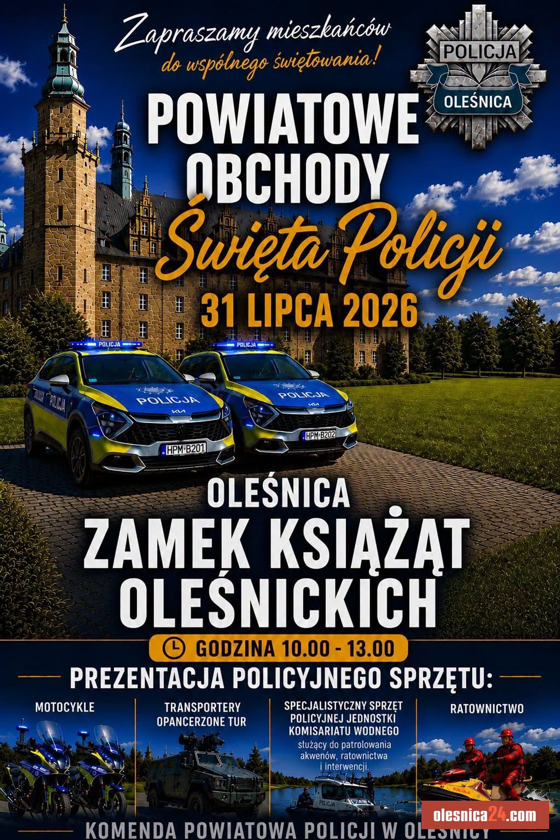 Policja zaprasza na święto. TUR i radiowozy na zamku w Oleśnicy