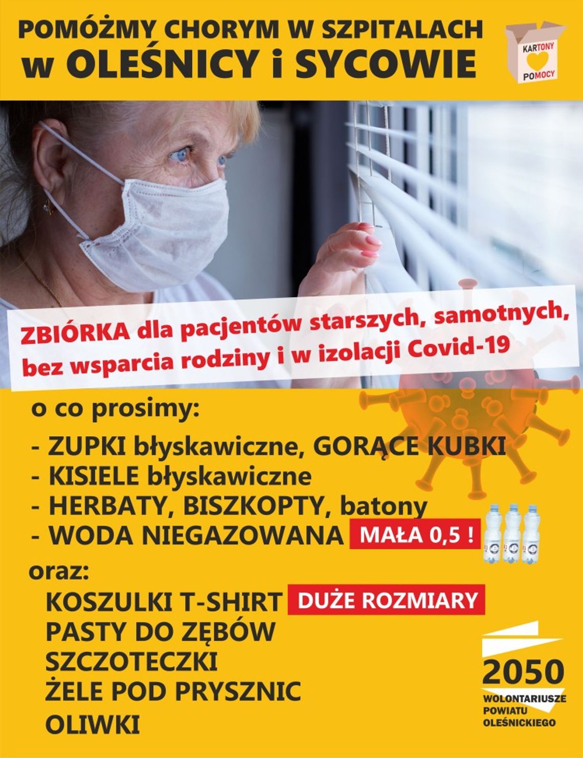 Polska 2050 zbiera przedmioty dla chorych ze szpitali w Oleśnicy i Sycowie