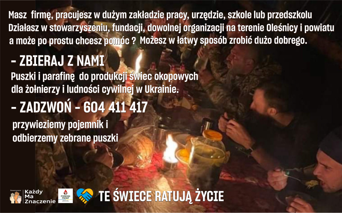 Potrzebne puszki i znicze dla mieszkańców i żołnierzy na Ukrainie