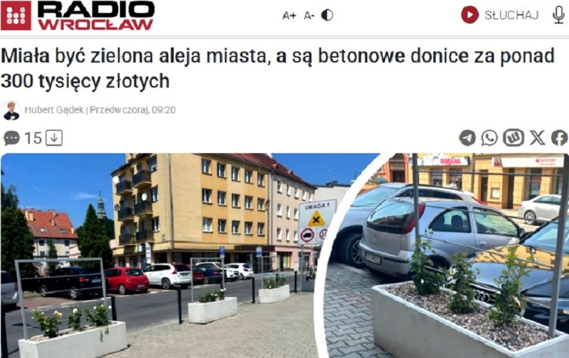 Radio Wrocław: Miała być zielona aleja miasta, a są betonowe donice za ponad 300 tysięcy złotych Radio Wrocław: Miała być zielona aleja miasta, a są betonowe donice za ponad 300 tysięcy złotych