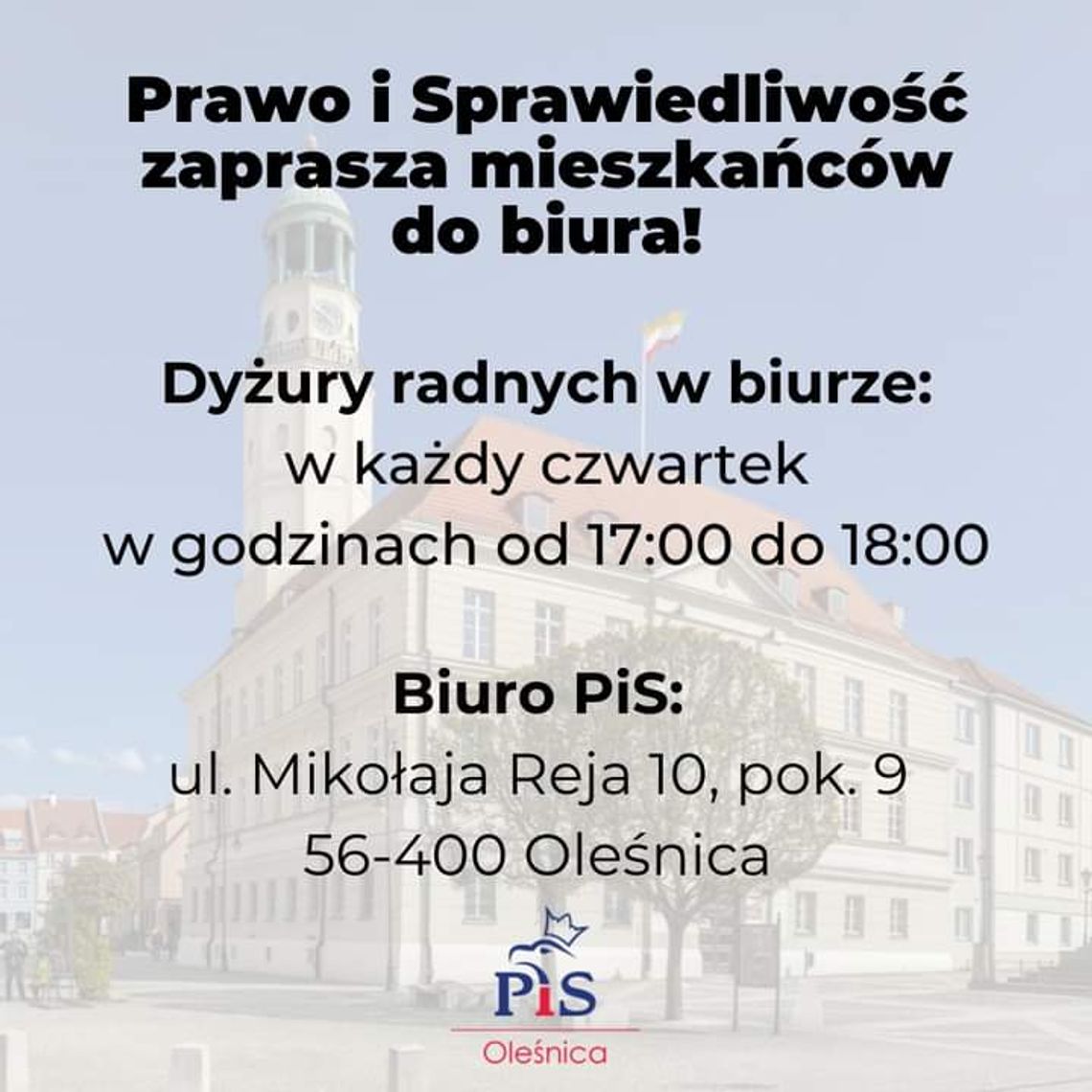 Radni Prawa i Sprawiedliwości zapraszają oleśniczan i mieszkańców powiatu