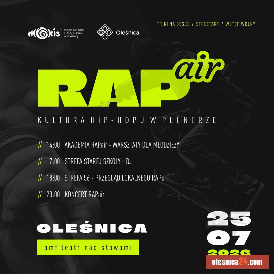 RAPair 2026 nadchodzi. Hip-hop ponownie opanuje oleśnicki amfiteatr RAPair 2026 nadchodzi. Hip-hop ponownie opanuje oleśnicki amfiteatr