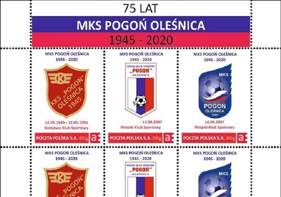 Seria znaczków na 70-lecie MKS Pogoń Oleśnica