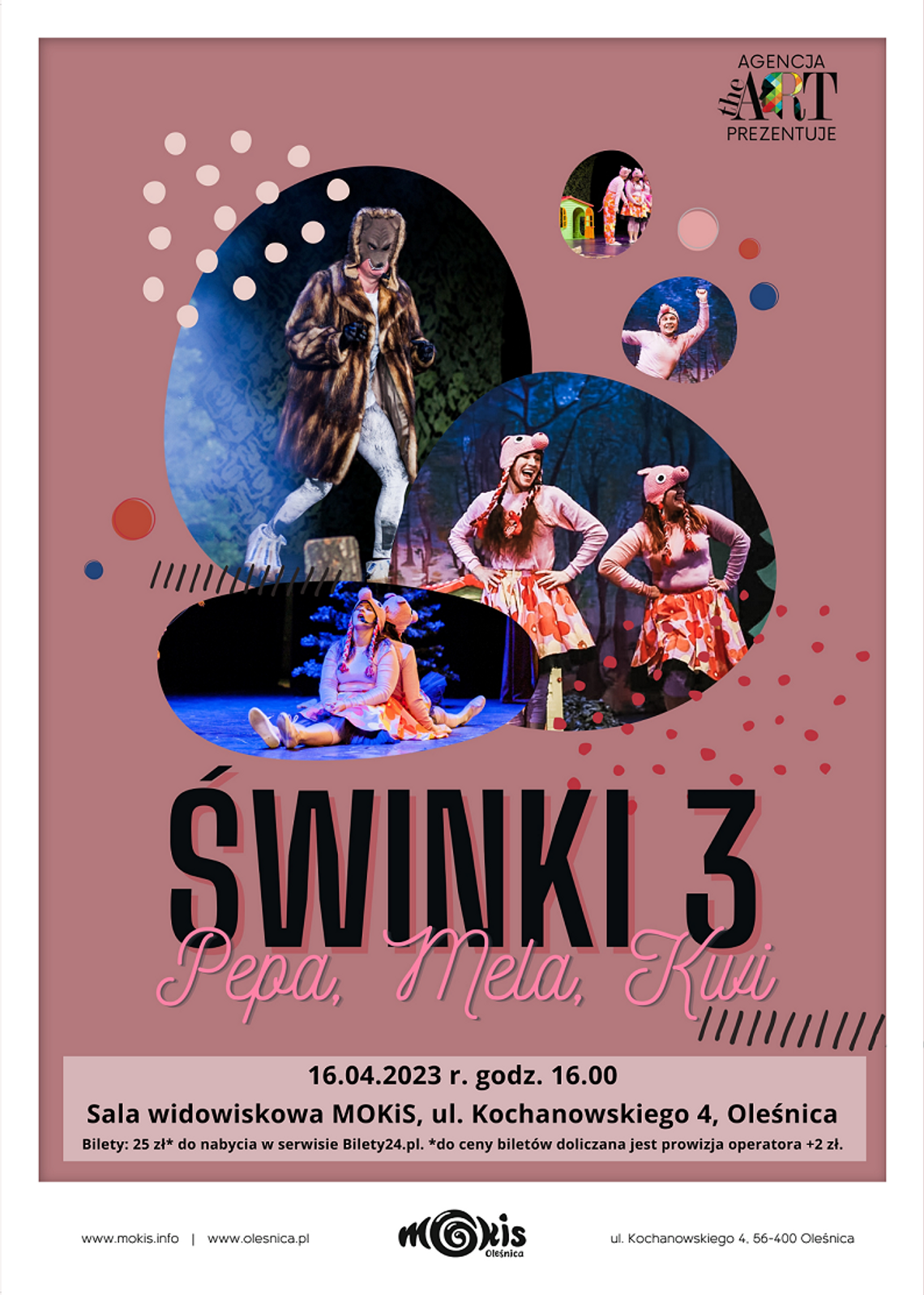 Spektakl dla dzieci ,,Świnki 3 - Pepa, Mela, Kwi" w Oleśnicy