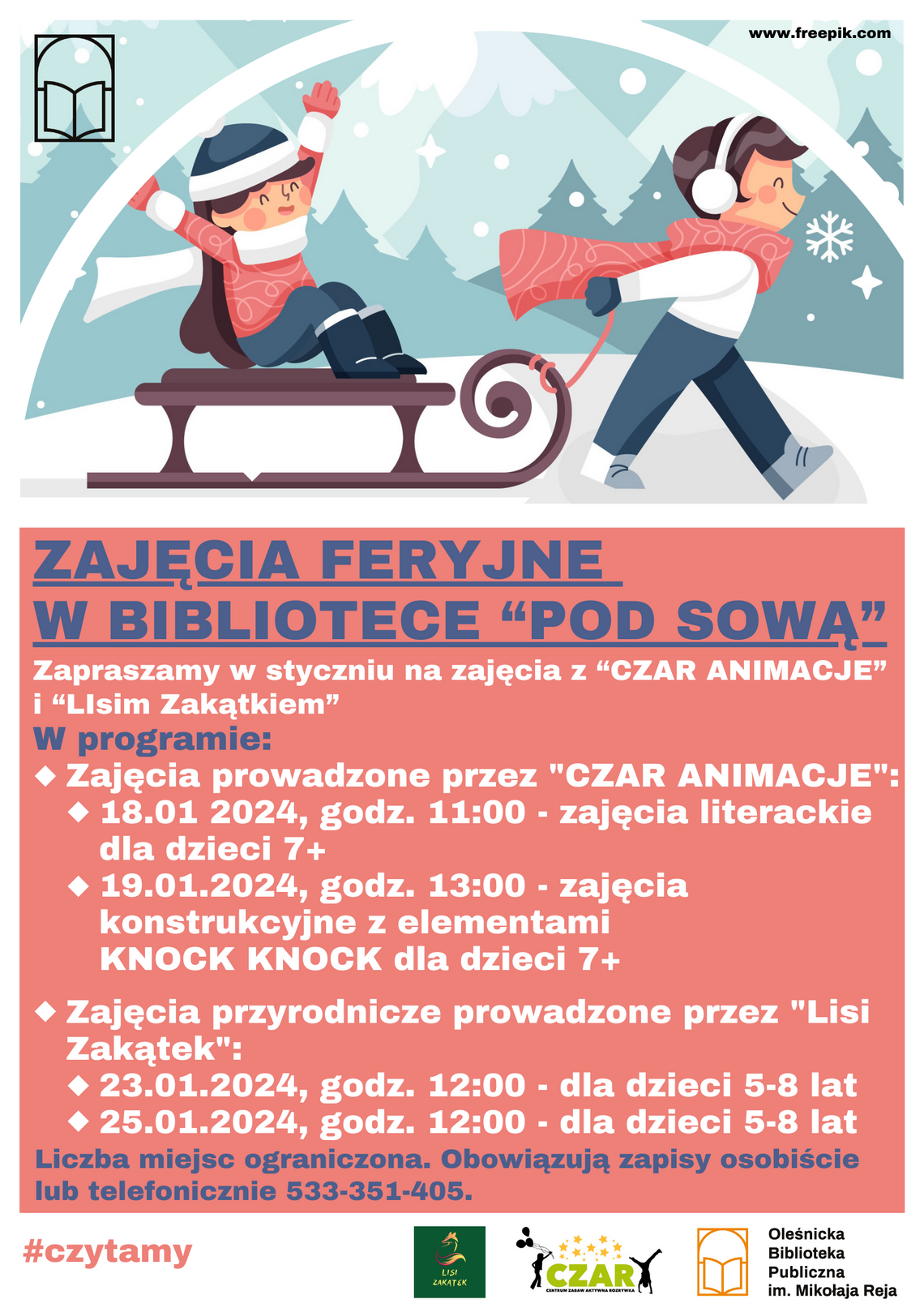 Startują zapisy na zajęcia feryjne w Bibliotece "Pod Sową"