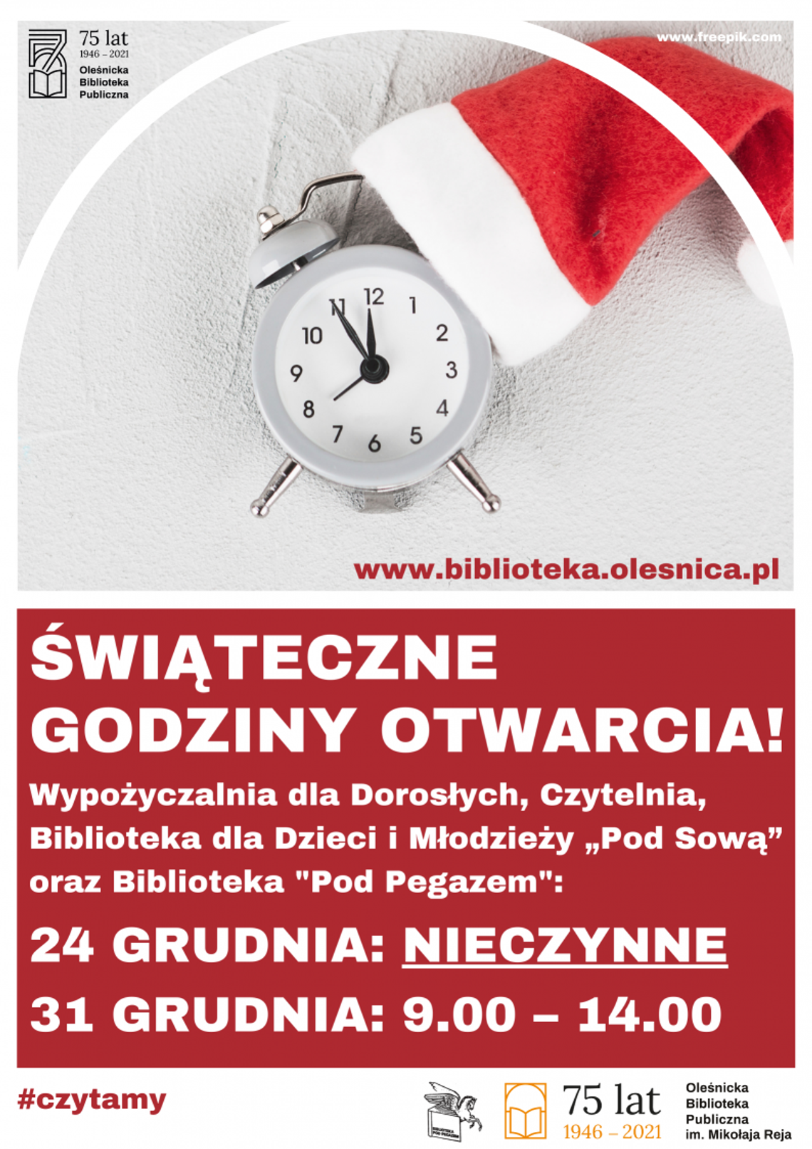 Świąteczne godziny pracy biblioteki w Oleśnicy