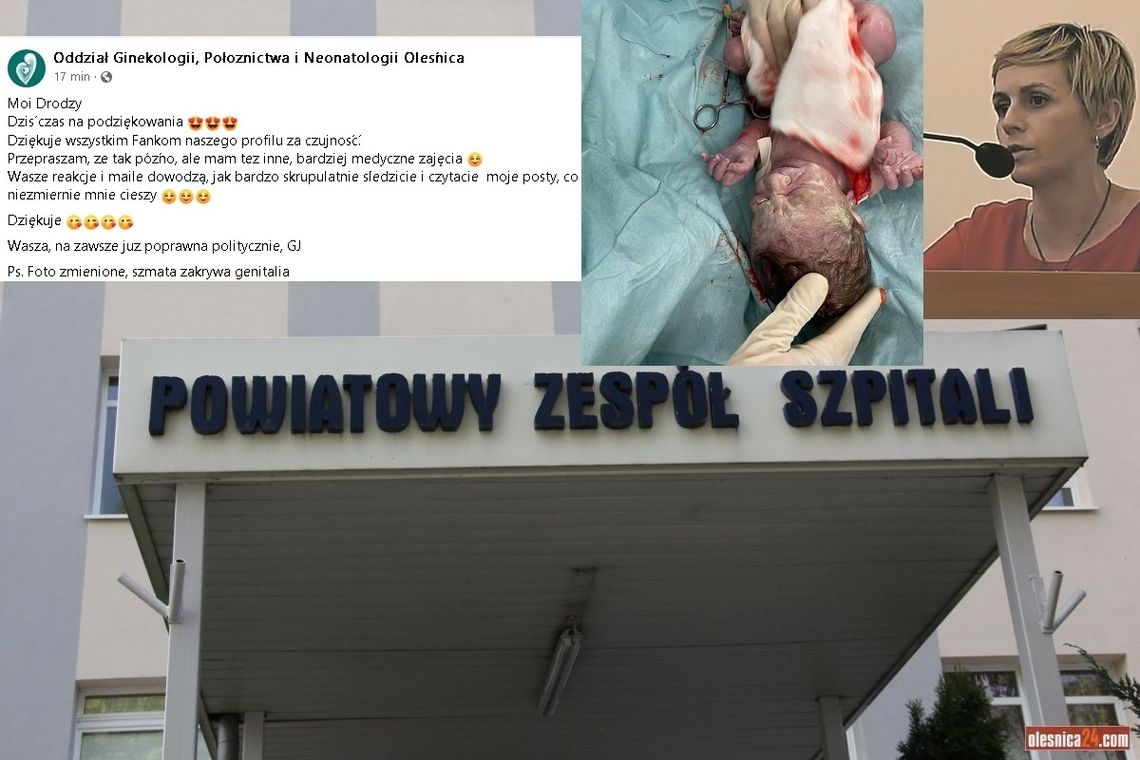 "Szmata zakrywa genitalia" - informuje... Oddział Ginekologii, Położnictwa i Neonatologii w Oleśnicy