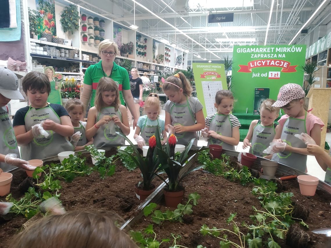 Uczniowie SP2 z Oleśnicy sadzą rośliny w Leroy Merlin