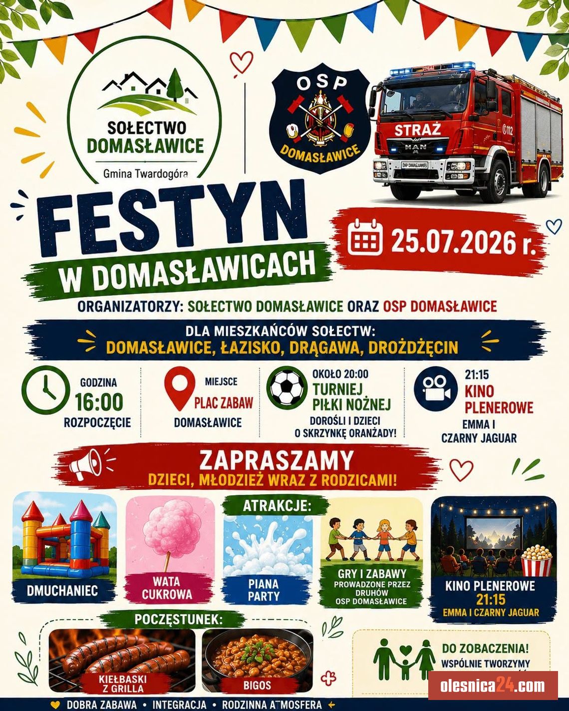 W Domasławicach szykuje się wielki festyn! Będzie piana party, kino pod chmurką i turniej o… skrzynkę oranżady W Domasławicach szykuje się wielki festyn! Będzie piana party, kino pod chmurką i turniej o… skrzynkę oranżady