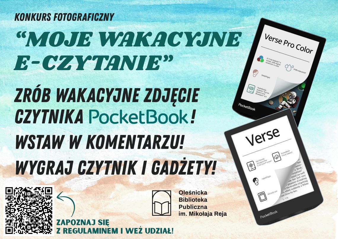 Wakacyjny konkurs fotograficzny 'Moje wakacyjne e-czytanie"!