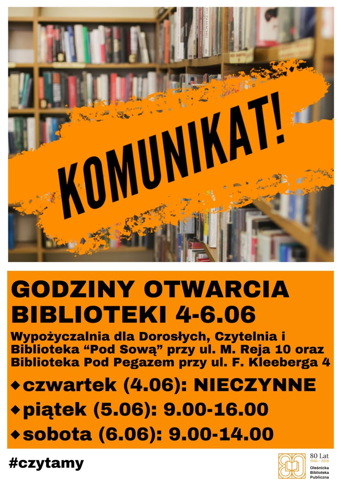 Ważna informacja dla Czytelników biblioteki!