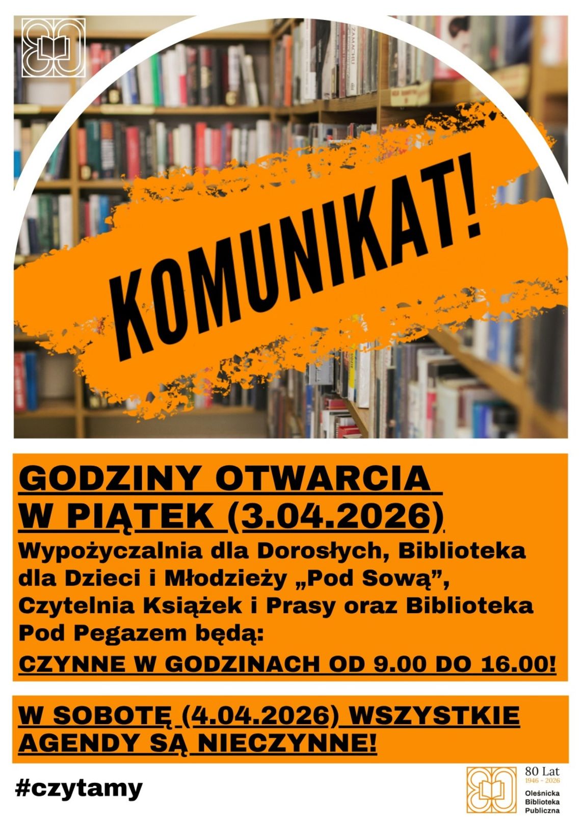 Wielkanocne godziny otwarcia biblioteki Wielkanocne godziny otwarcia biblioteki