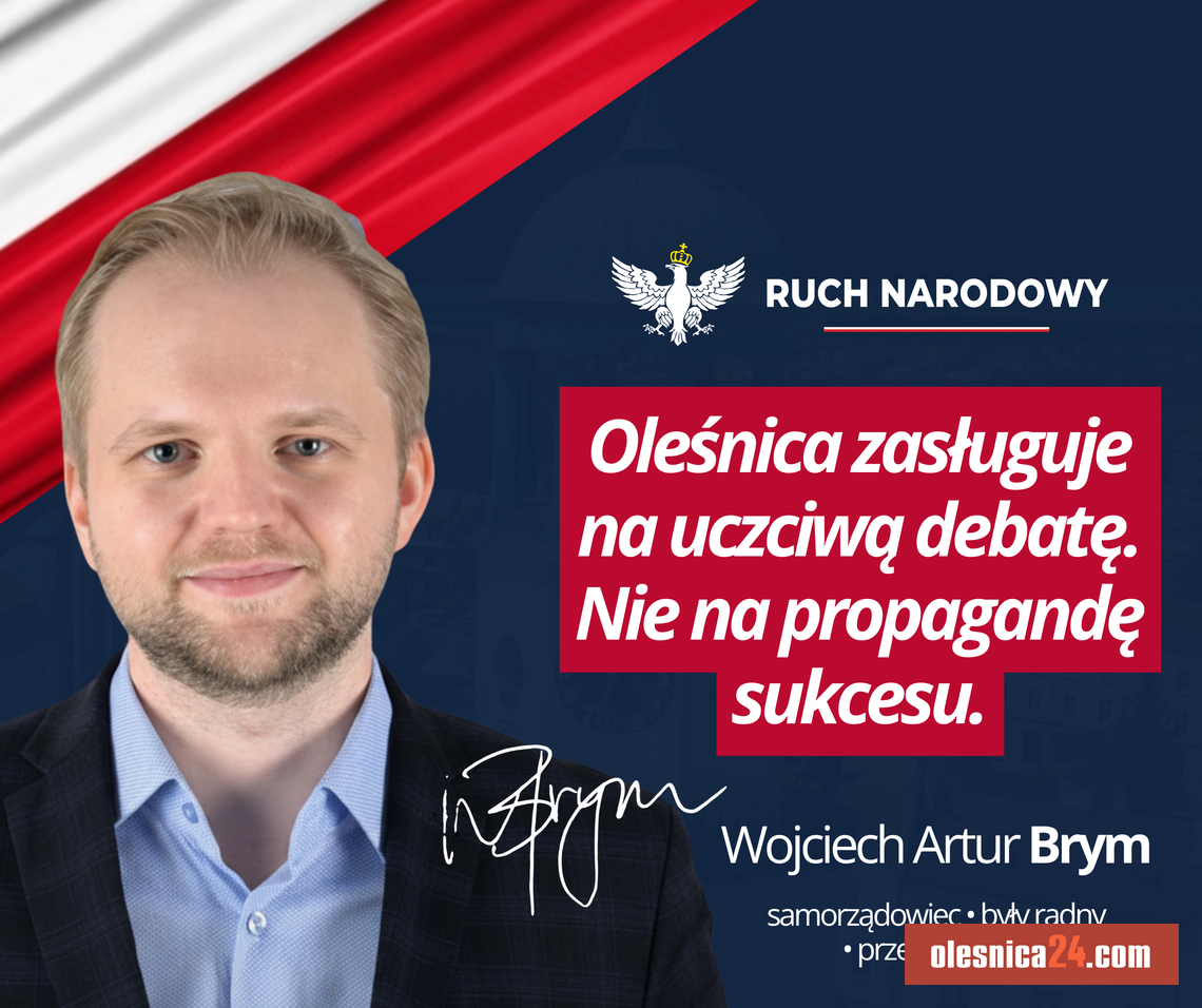 Wojciech Brym zabierze głos podczas debaty nad Raportem o stanie Oleśnicy za 2025 rok Wojciech Brym zabierze głos podczas debaty nad Raportem o stanie Oleśnicy za 2025 rok