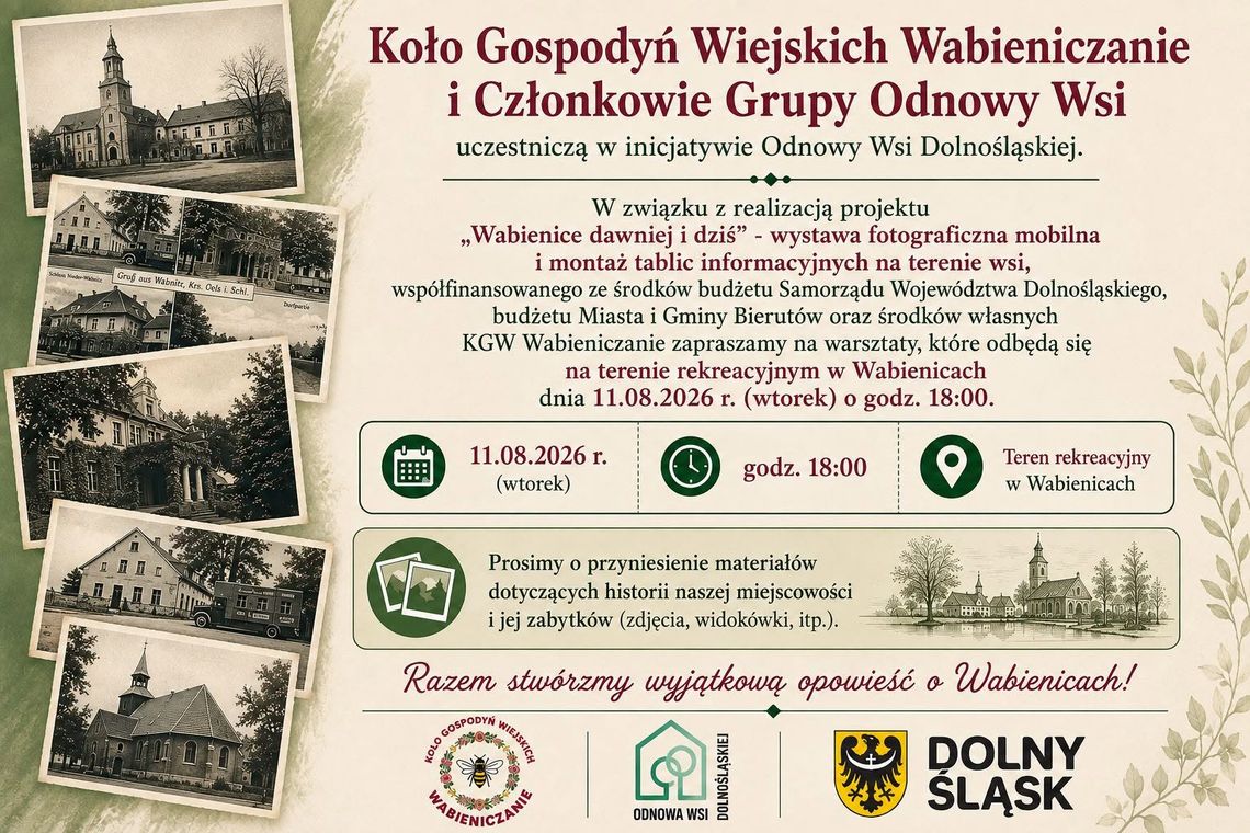 Wspólnie ocalą historię Wabienic. Mieszkańcy zaproszeni na wyjątkowe warsztaty Wspólnie ocalą historię Wabienic. Mieszkańcy zaproszeni na wyjątkowe warsztaty