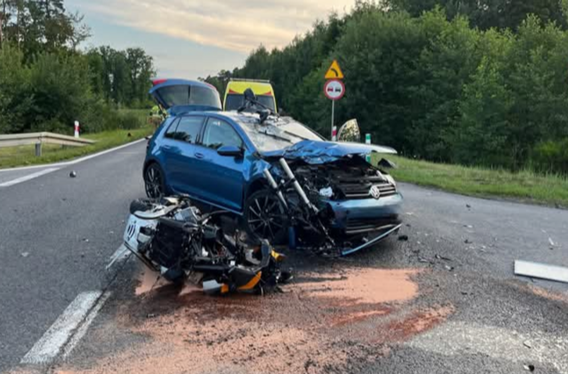 Wypadek na Gęsiej Górce. Ranny motocyklista
