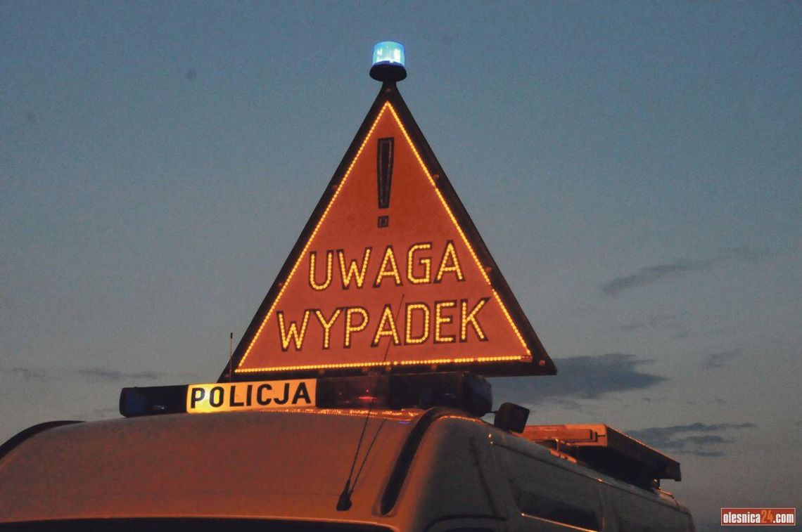 Wypadek za węzłem Oleśnica Zachód