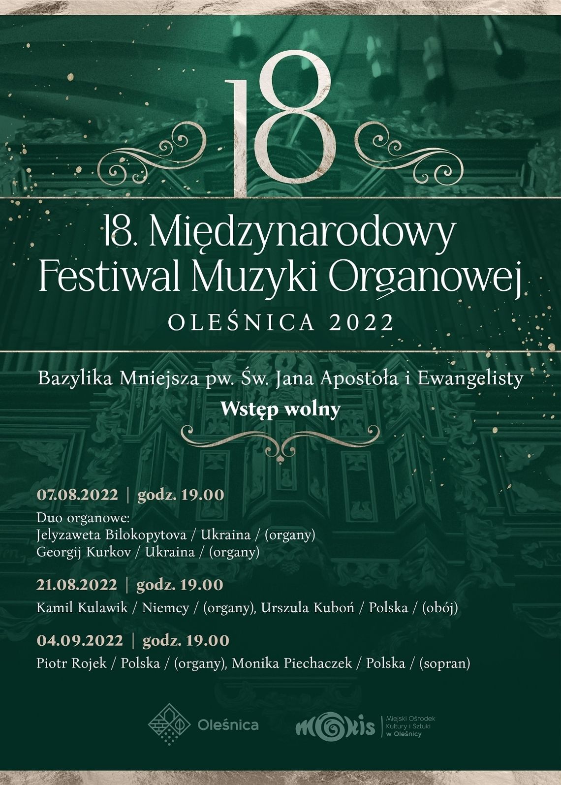 XVIII Międzynarodowy Festiwal Muzyki Organowej Oleśnica 2022 – drugi koncert festiwalu