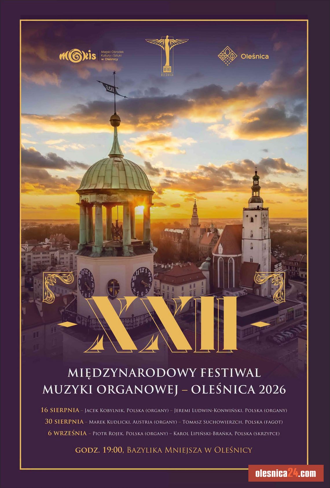 XXII Międzynarodowy Festiwal Muzyki Organowej wraca do Oleśnicy! Trzy wieczory mistrzowskiej muzyki XXII Międzynarodowy Festiwal Muzyki Organowej wraca do Oleśnicy! Trzy wieczory mistrzowskiej muzyki