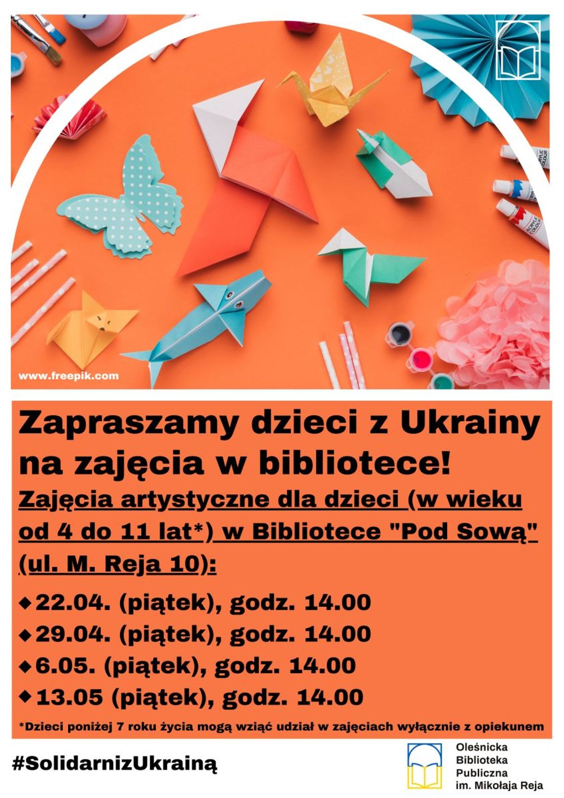Zajęcia dla dzieci z Ukrainy w bibliotece! Заходи для українських дітей у бібліотеці! 