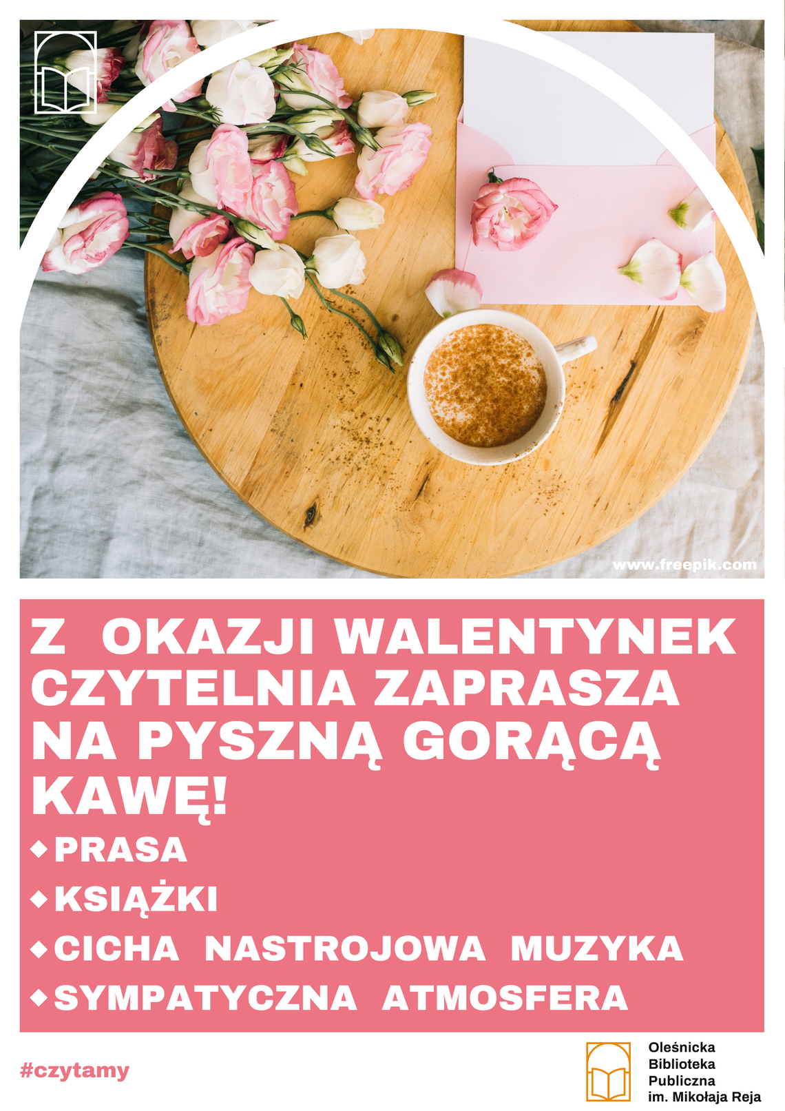 Zapraszamy do Czytelni na aromatyczną kawę z okazji Walentynek