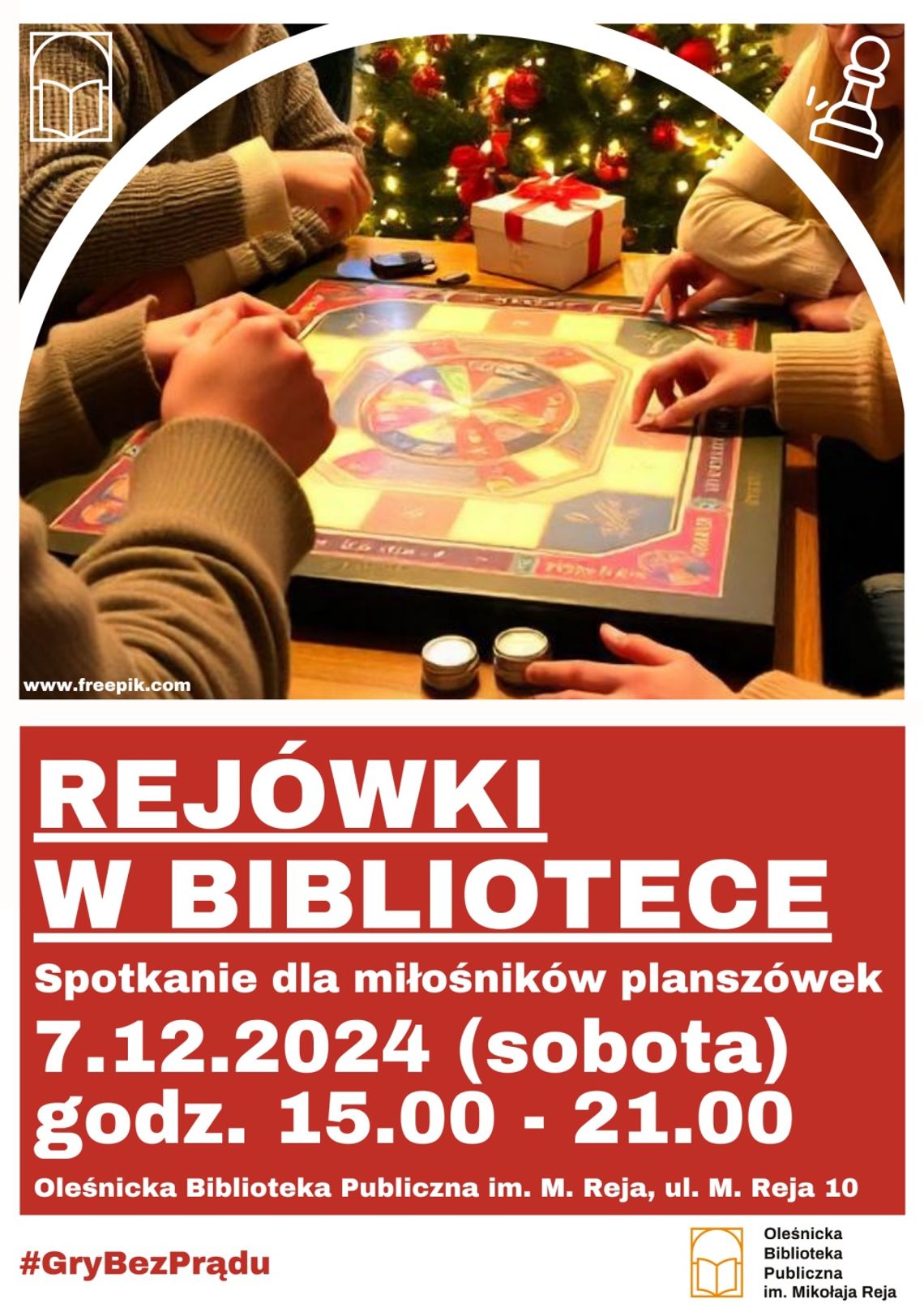 Zapraszamy na mikołajkowe "Rejówki w bibliotece" i turniej planszówkowy