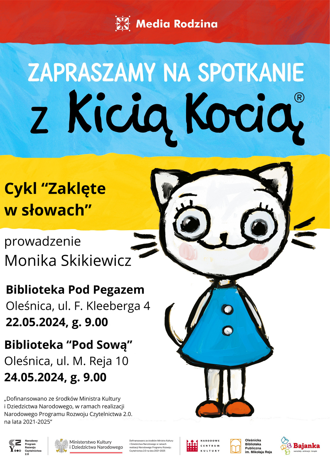 Zapraszamy na spotkanie dla dzieci z Kicią Kocią!