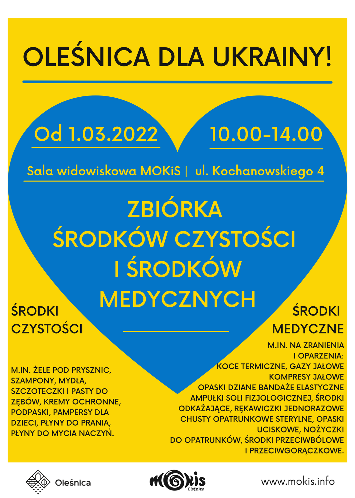 Zbiórka darów dla Ukraińców w MOKiS-ie Oleśnica