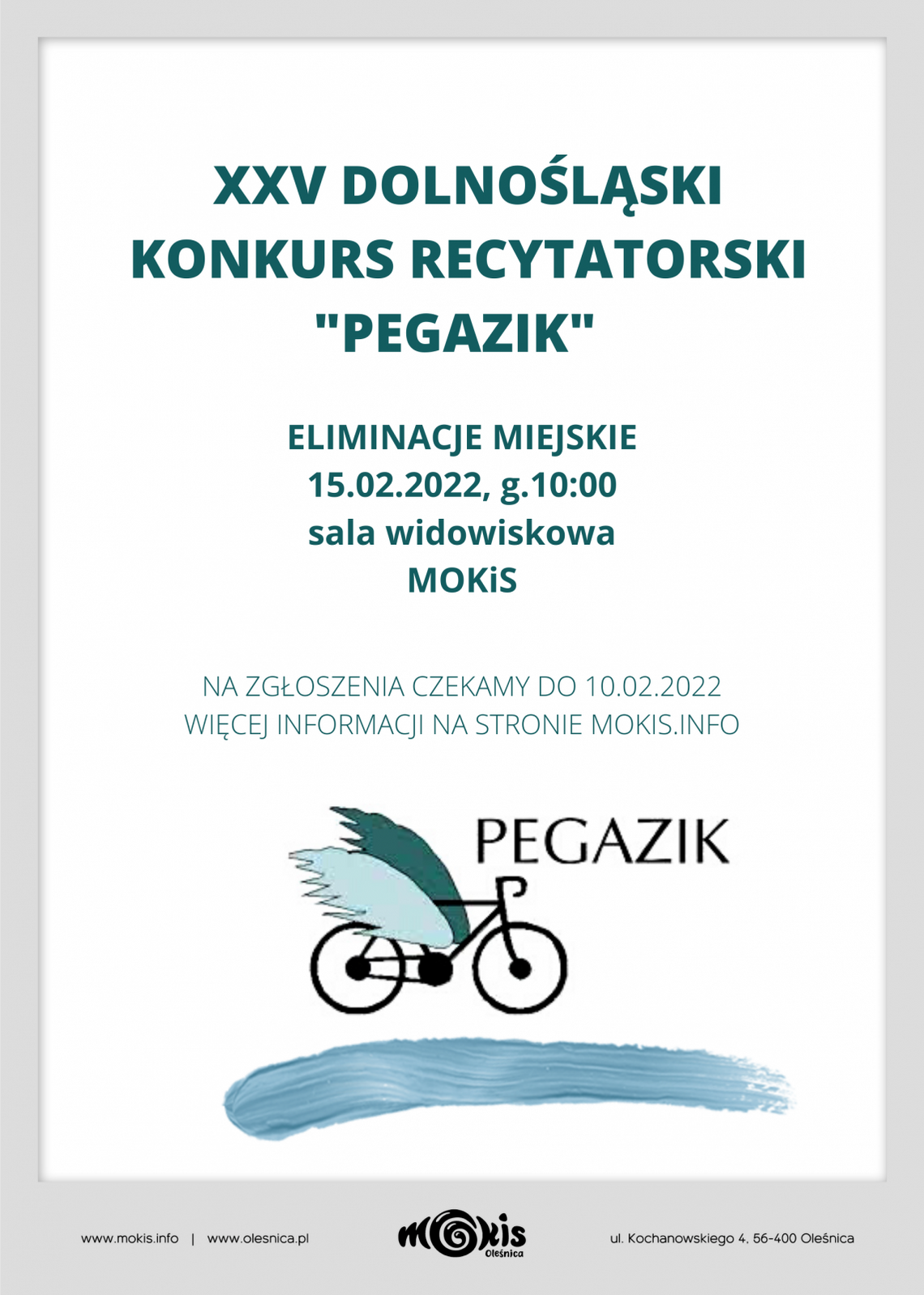 Zgłoszenia na XXV Dolnośląski Konkurs Recytatorski Pegazik w Oleśnicy