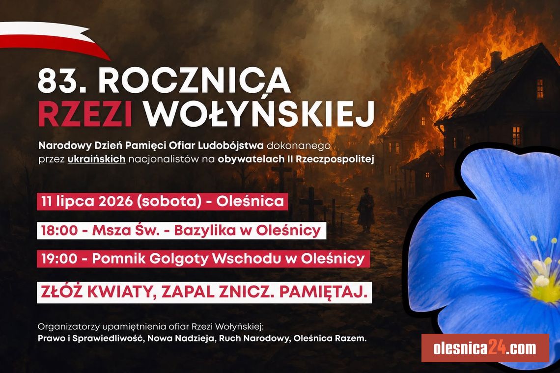 Zjednoczeni dla pamięci. Oleśnicka prawica wspólnie uczci Ofiary Ludobójstwa na Wołyniu