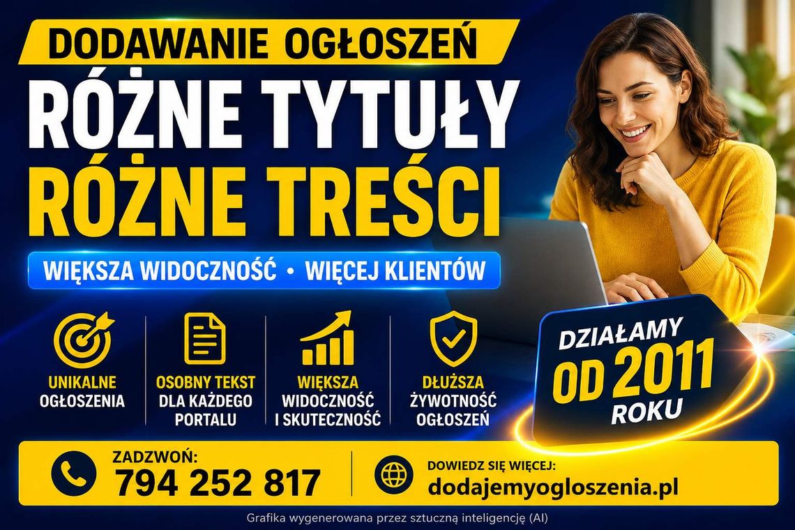 Dodawanie ogłoszeń - każde z innym tytułem i inną treścią