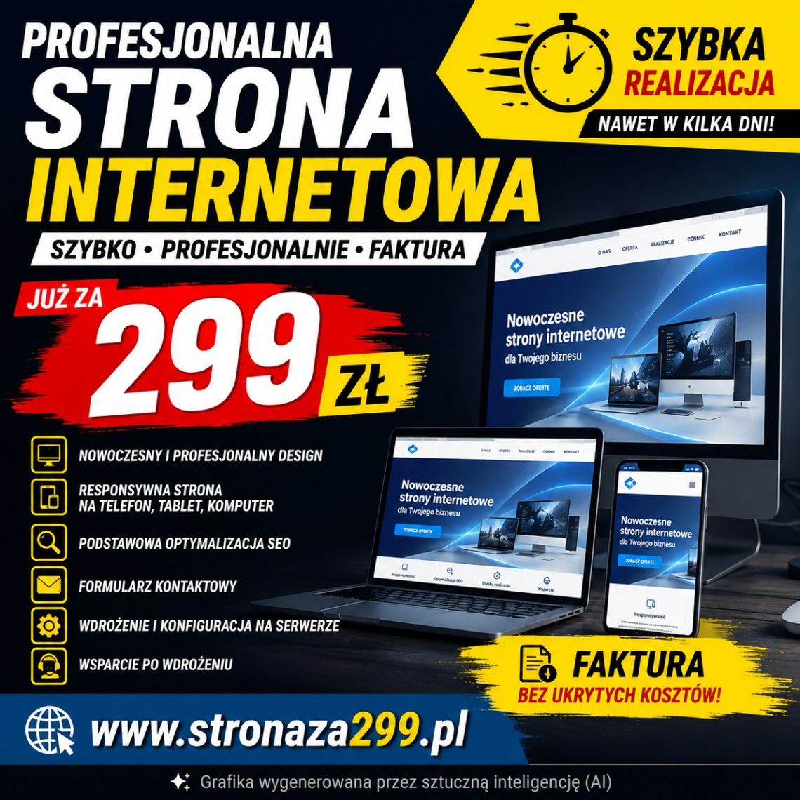 Nowoczesna strona WWW za 299 zł  -  SZYBKA REALIZACJA | stronaza299.pl